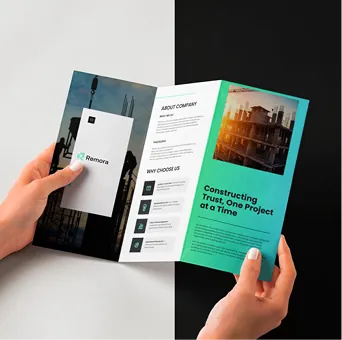 Construction company tri-fold brochure