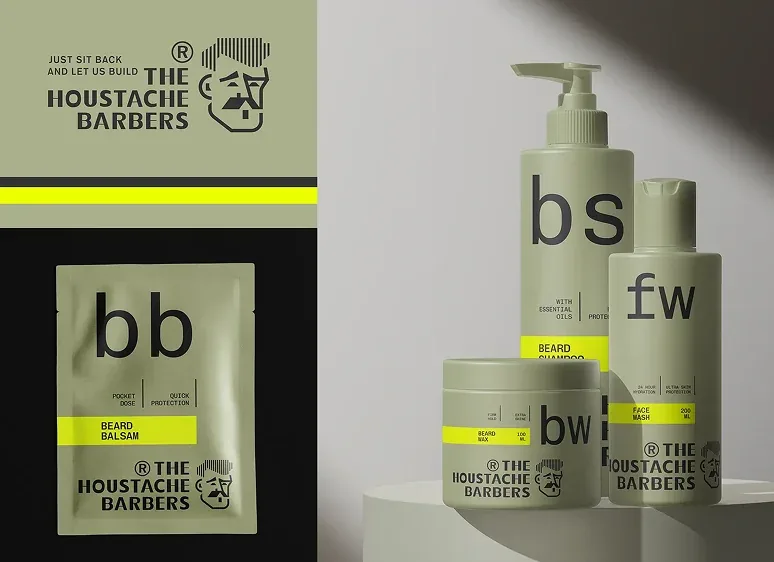 The Houstache Barbers packaging design