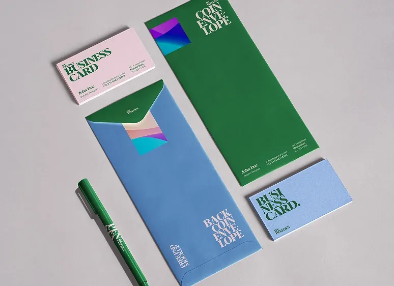 Stationery branding suite with business cards and envelopes